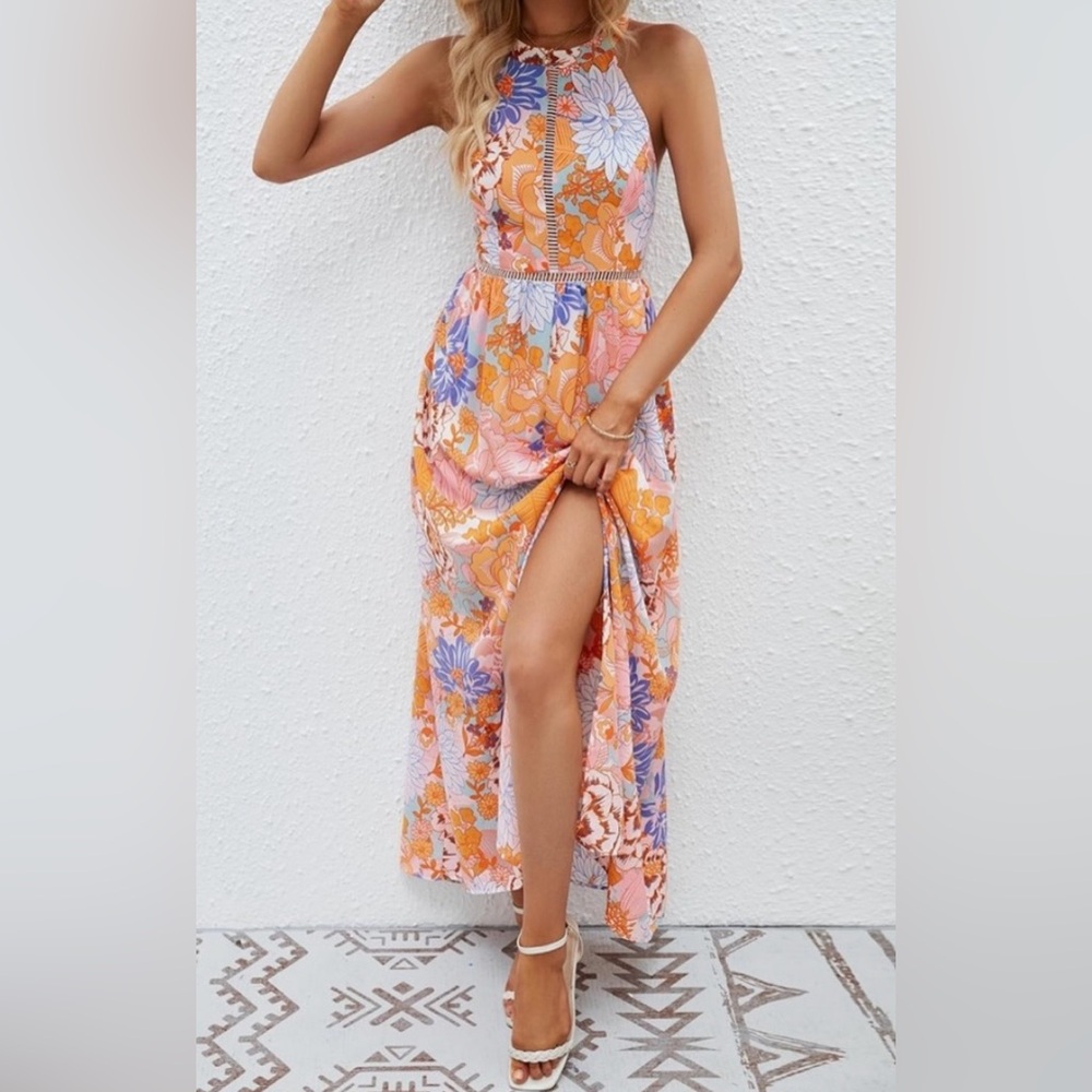 Floral Halter Maxi Dress